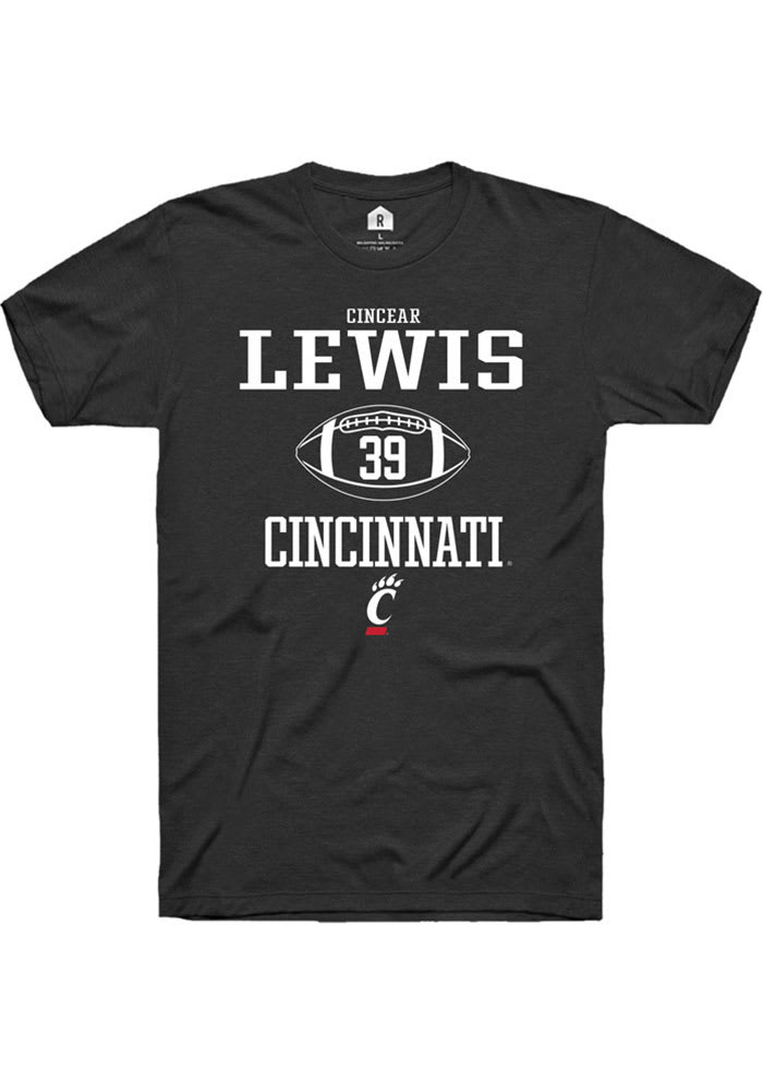 Cincear Lewis Cincinnati Bearcats Black Rally NIL Sport Icon Short Sleeve T Shirt