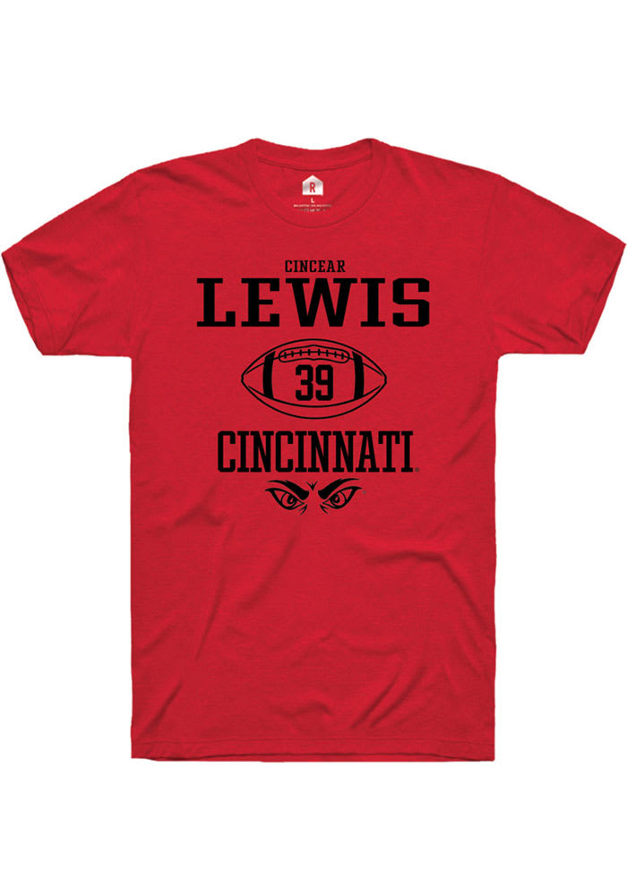 Cincear Lewis Cincinnati Bearcats Red Rally NIL Sport Icon Short Sleeve T Shirt