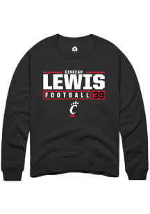 Cincear Lewis  Rally Cincinnati Bearcats Mens Black NIL Stacked Box Long Sleeve Crew Sweatshirt