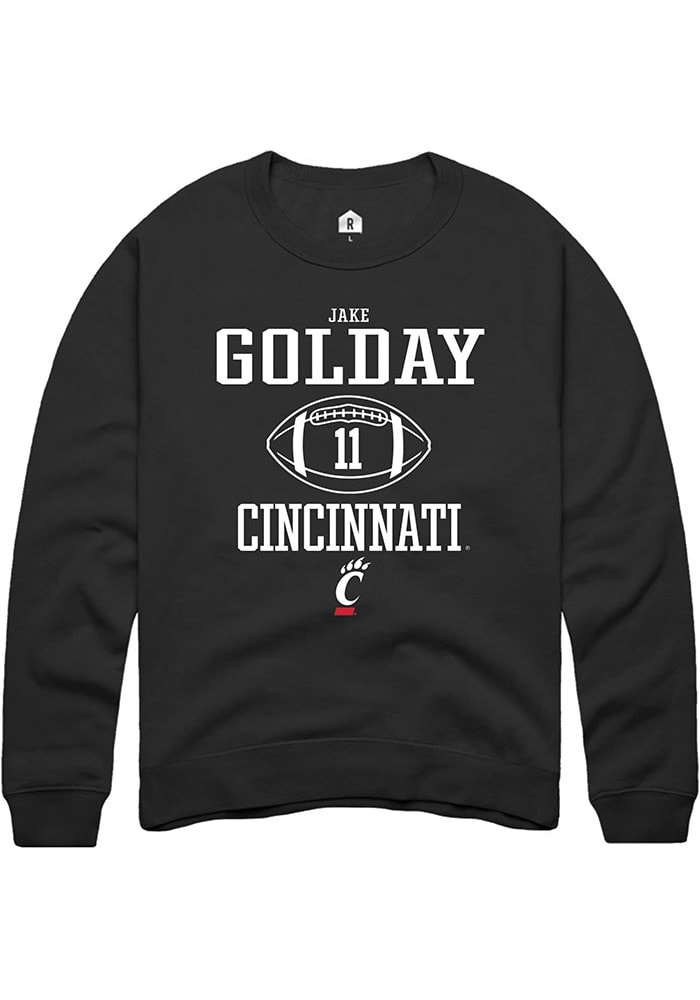 Jake Golday Rally Cincinnati Bearcats Mens Black NIL Sport Icon Long Sleeve Crew Sweatshirt