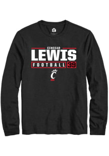 Cincear Lewis  Cincinnati Bearcats Black Rally NIL Stacked Box Long Sleeve T Shirt