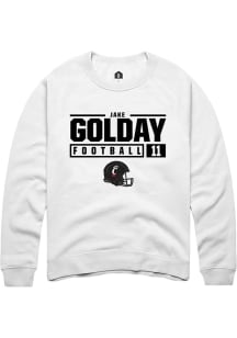 Jake Golday  Rally Cincinnati Bearcats Mens White NIL Stacked Box Long Sleeve Crew Sweatshirt