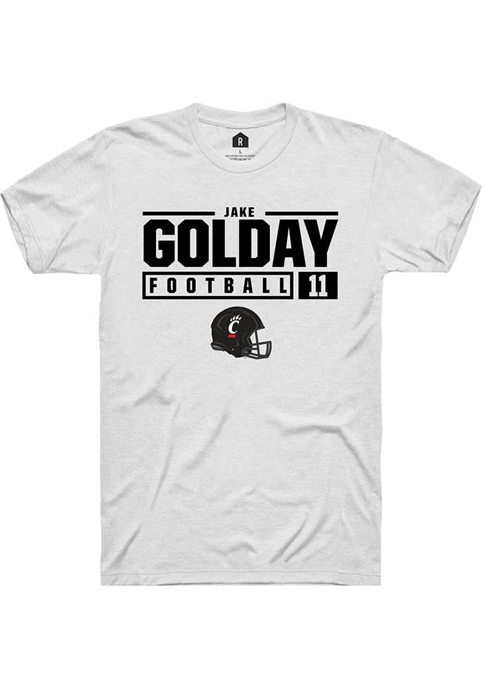 Jake Golday Cincinnati Bearcats White Rally NIL Stacked Box Short Sleeve T Shirt