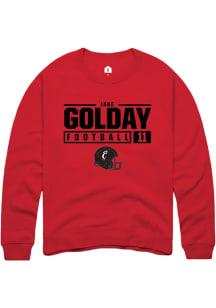 Jake Golday  Rally Cincinnati Bearcats Mens Red NIL Stacked Box Long Sleeve Crew Sweatshirt