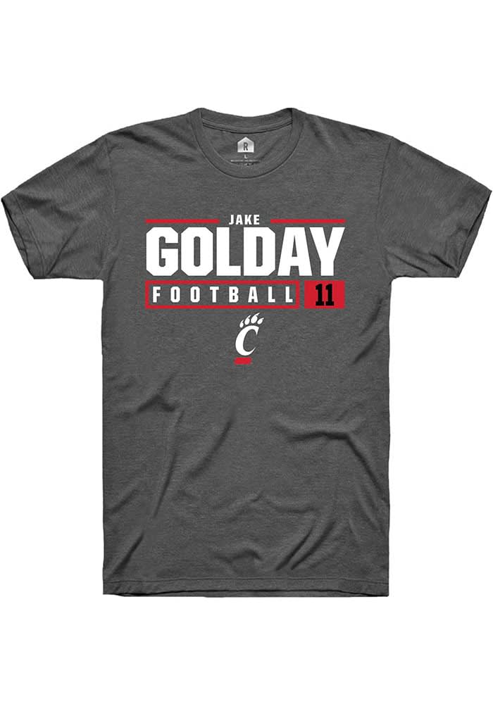 Jake Golday  Cincinnati Bearcats Dark Grey Rally NIL Stacked Box Short Sleeve T Shirt