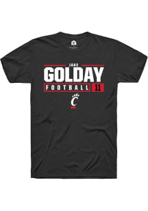 Jake Golday  Cincinnati Bearcats Black Rally NIL Stacked Box Short Sleeve T Shirt