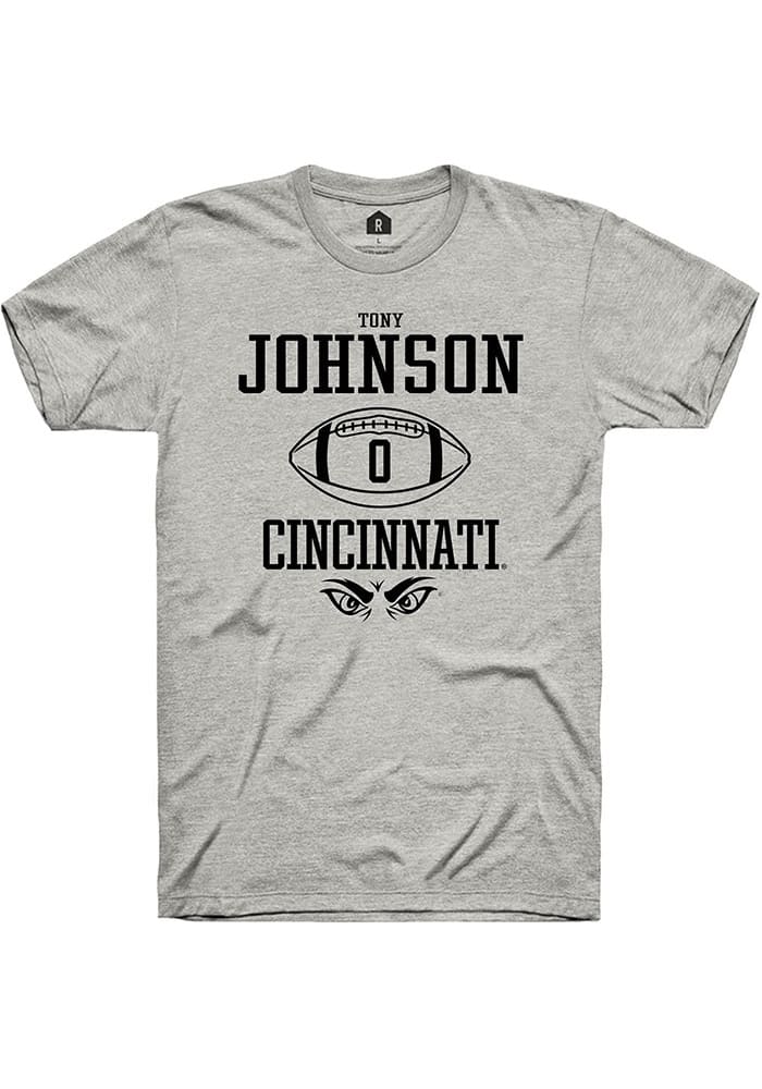 Tony Johnson Cincinnati Bearcats Ash Rally NIL Sport Icon Short Sleeve T Shirt