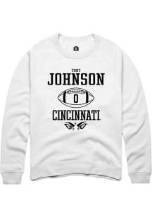 Tony Johnson Rally Mens White Cincinnati Bearcats NIL Sport Icon Crew Sweatshirt