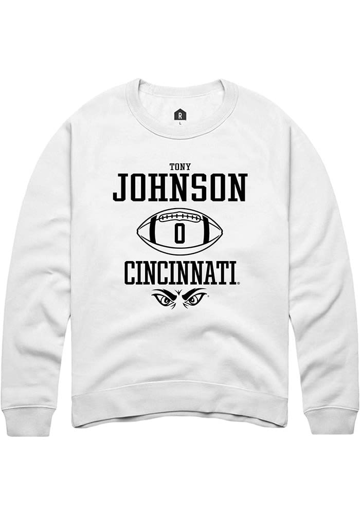 Tony Johnson Rally Cincinnati Bearcats Mens White NIL Sport Icon Long Sleeve Crew Sweatshirt