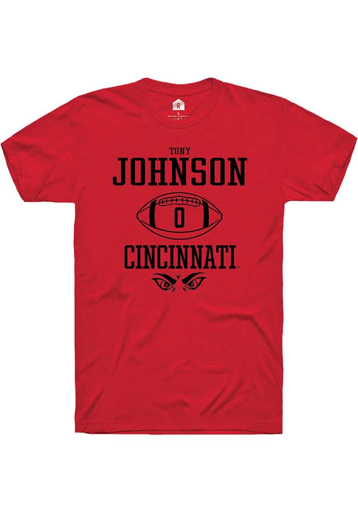 Tony Johnson Cincinnati Bearcats Red Rally NIL Sport Icon Short Sleeve T Shirt