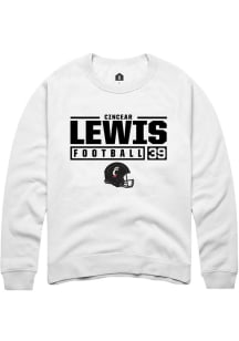 Cincear Lewis  Rally Cincinnati Bearcats Mens White NIL Stacked Box Long Sleeve Crew Sweatshirt