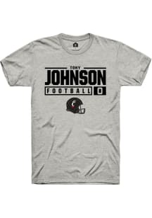 Tony Johnson Ash Cincinnati Bearcats NIL Stacked Box Short Sleeve T Shirt