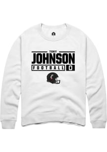 Tony Johnson Rally Mens White Cincinnati Bearcats NIL Stacked Box Crew Sweatshirt