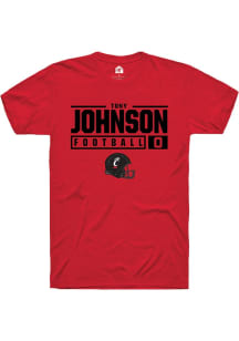 Tony Johnson Red Cincinnati Bearcats NIL Stacked Box Short Sleeve T Shirt