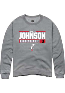 Tony Johnson Rally Mens Graphite Cincinnati Bearcats NIL Stacked Box Crew Sweatshirt