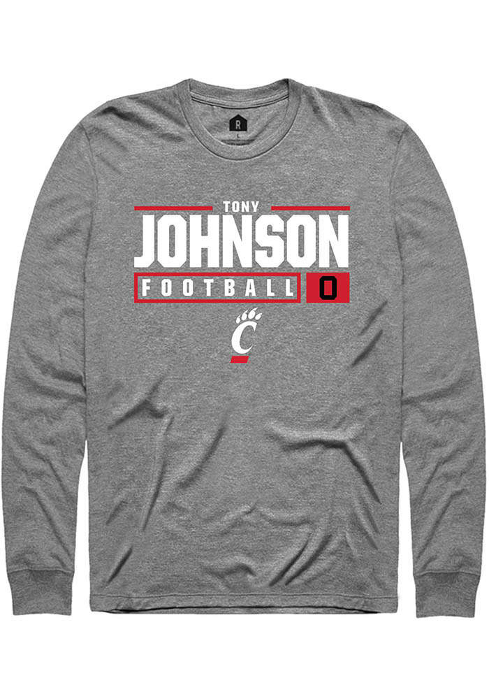 Tony Johnson Cincinnati Bearcats Graphite Rally NIL Stacked Box Long Sleeve T Shirt