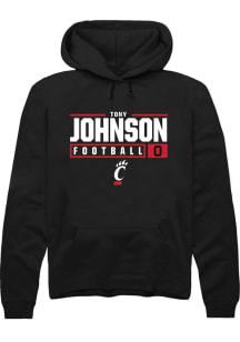 Tony Johnson Rally Mens Black Cincinnati Bearcats NIL Stacked Box Hooded Sweatshirt