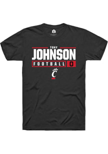 Tony Johnson Black Cincinnati Bearcats NIL Stacked Box Short Sleeve T Shirt