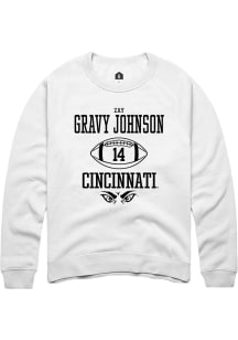 Zay Gravy Johnson Rally Mens White Cincinnati Bearcats NIL Sport Icon Crew Sweatshirt