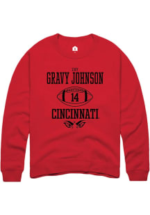 Zay Gravy Johnson Rally Mens Red Cincinnati Bearcats NIL Sport Icon Crew Sweatshirt