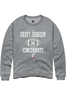 Zay Gravy Johnson Rally Mens Graphite Cincinnati Bearcats NIL Sport Icon Crew Sweatshirt