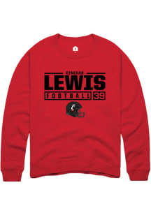 Cincear Lewis  Rally Cincinnati Bearcats Mens Red NIL Stacked Box Long Sleeve Crew Sweatshirt