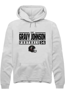 Zay Gravy Johnson Rally Mens White Cincinnati Bearcats NIL Stacked Box Hooded Sweatshirt