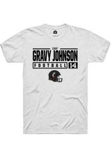 Zay Gravy Johnson White Cincinnati Bearcats NIL Stacked Box Short Sleeve T Shirt