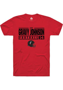 Zay Gravy Johnson Red Cincinnati Bearcats NIL Stacked Box Short Sleeve T Shirt