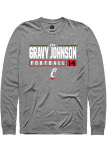 Zay Gravy Johnson Rally Mens Graphite Cincinnati Bearcats NIL Stacked Box Tee