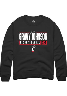 Zay Gravy Johnson Rally Mens Black Cincinnati Bearcats NIL Stacked Box Crew Sweatshirt