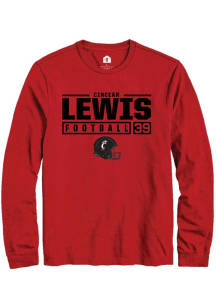 Cincear Lewis  Cincinnati Bearcats Red Rally NIL Stacked Box Long Sleeve T Shirt