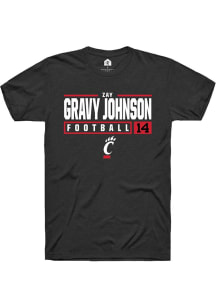 Zay Gravy Johnson Black Cincinnati Bearcats NIL Stacked Box Short Sleeve T Shirt