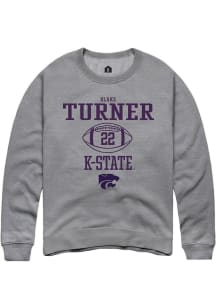 Blake Turner Rally Mens Graphite K-State Wildcats NIL Sport Icon Crew Sweatshirt