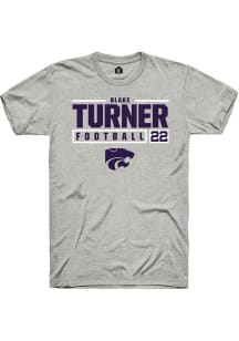 Blake Turner Ash K-State Wildcats NIL Stacked Box Short Sleeve T Shirt