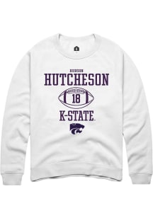 Hudson Hutcheson Rally Mens White K-State Wildcats NIL Sport Icon Crew Sweatshirt