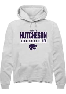 Hudson Hutcheson Rally Mens White K-State Wildcats NIL Stacked Box Hooded Sweatshirt