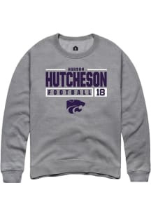 Hudson Hutcheson Rally Mens Graphite K-State Wildcats NIL Stacked Box Crew Sweatshirt