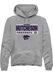 Hudson Hutcheson Rally Mens Graphite K-State Wildcats NIL Stacked Box Hooded Sweatshirt