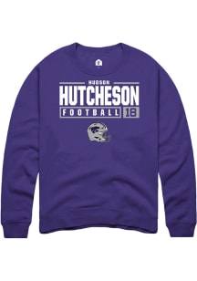 Hudson Hutcheson Rally Mens Purple K-State Wildcats NIL Stacked Box Crew Sweatshirt