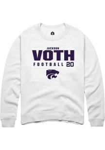 Jackson Voth  Rally K-State Wildcats Mens White NIL Stacked Box Long Sleeve Crew Sweatshirt