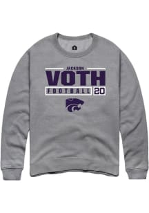 Jackson Voth  Rally K-State Wildcats Mens Graphite NIL Stacked Box Long Sleeve Crew Sweatshirt