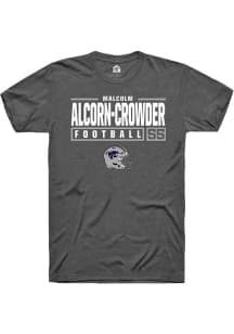 Malcolm Alcorn-Crowder  K-State Wildcats Dark Grey Rally NIL Stacked Box Short Sleeve T Shirt