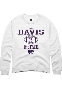 Trae Davis Rally Mens White K-State Wildcats NIL Sport Icon Crew Sweatshirt