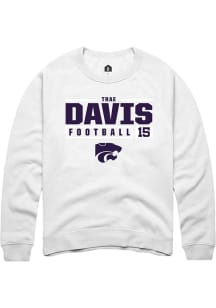 Trae Davis Rally Mens White K-State Wildcats NIL Stacked Box Crew Sweatshirt