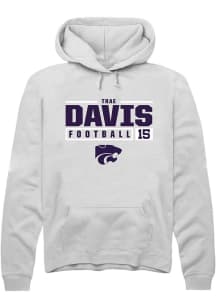 Trae Davis Rally Mens White K-State Wildcats NIL Stacked Box Hooded Sweatshirt