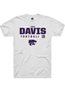 Trae Davis White K-State Wildcats NIL Stacked Box Short Sleeve T Shirt