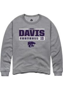 Trae Davis Rally Mens Graphite K-State Wildcats NIL Stacked Box Crew Sweatshirt