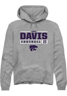 Trae Davis Rally Mens Graphite K-State Wildcats NIL Stacked Box Hooded Sweatshirt