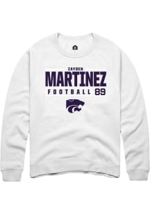 Zayden Martinez Rally Mens White K-State Wildcats NIL Stacked Box Crew Sweatshirt